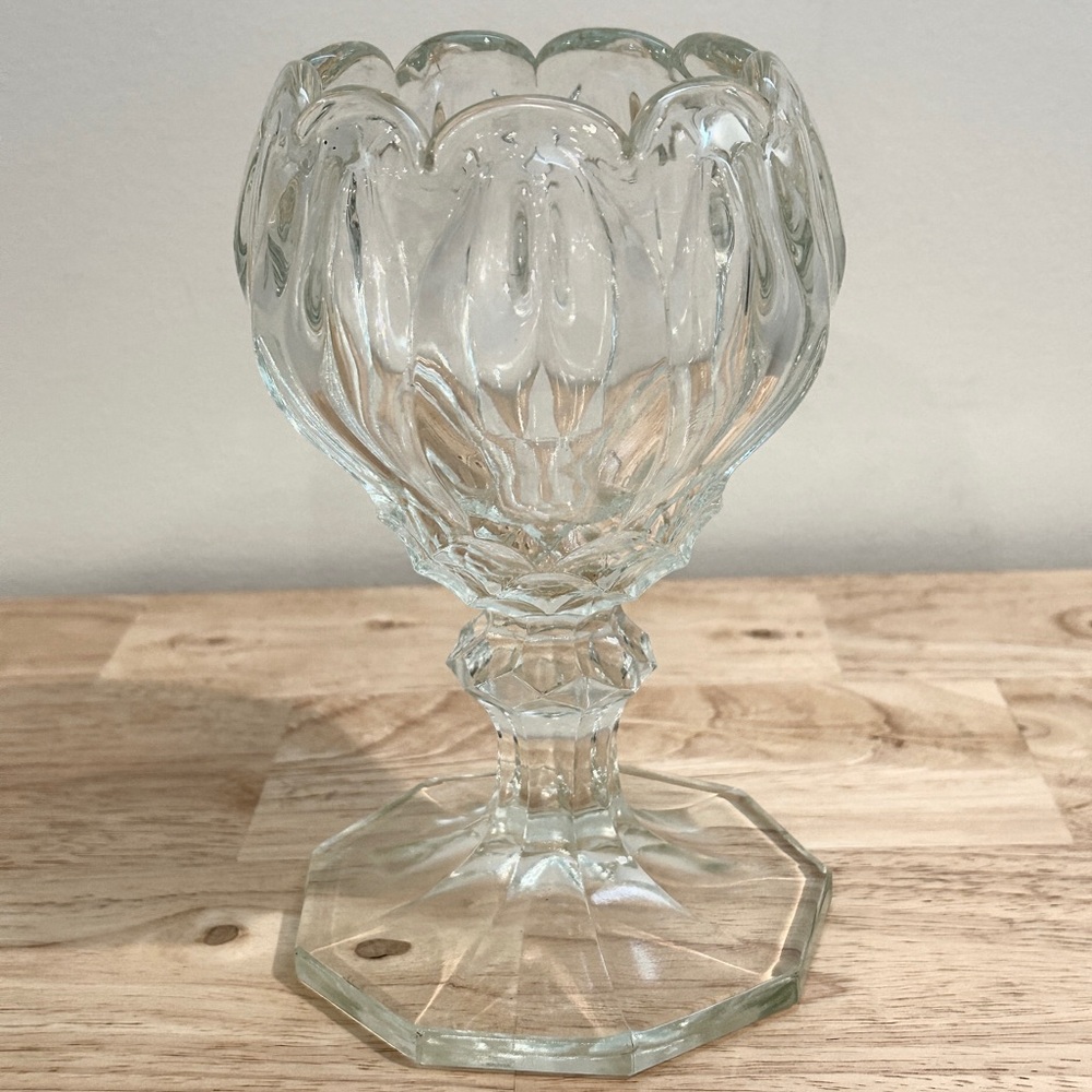 EAPG Tulip Bowl Glass Pedestal Compote Centerpiece Treat Server